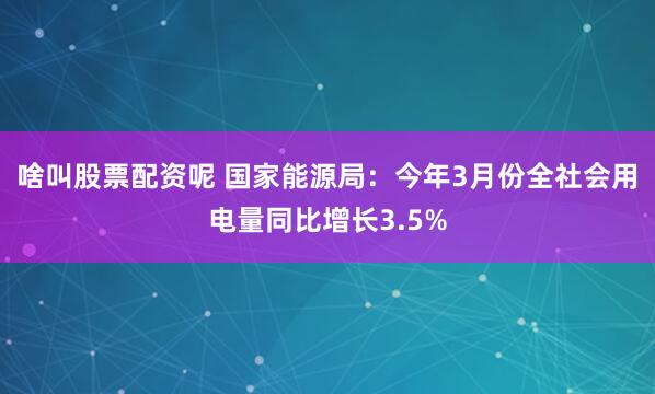 啥叫股票配资呢 国家能源局：今年3月份全社会用电量同比增长3.5%